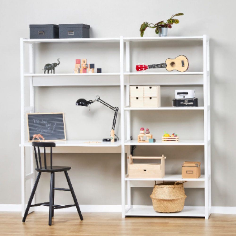 2 Sektioner m/8 hylder og skriveplade 80/80