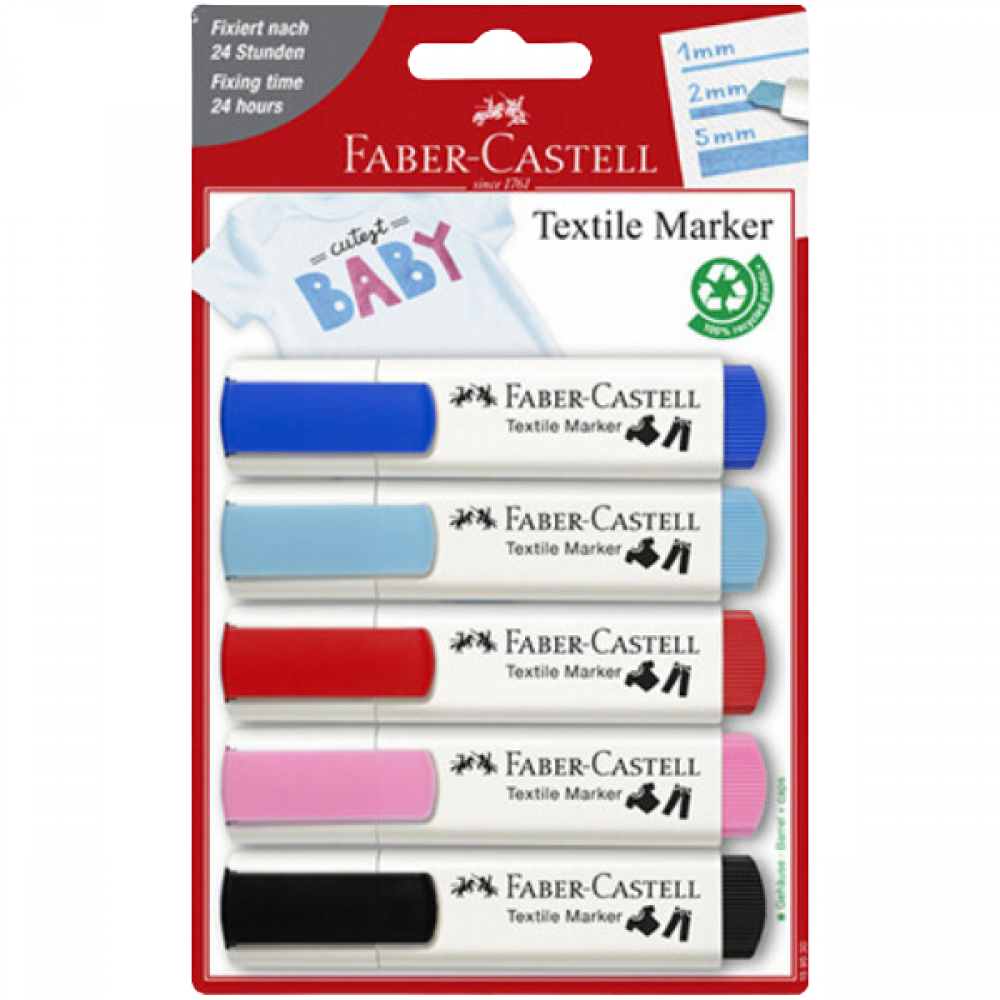 Textil markør 5 stk. í pk.