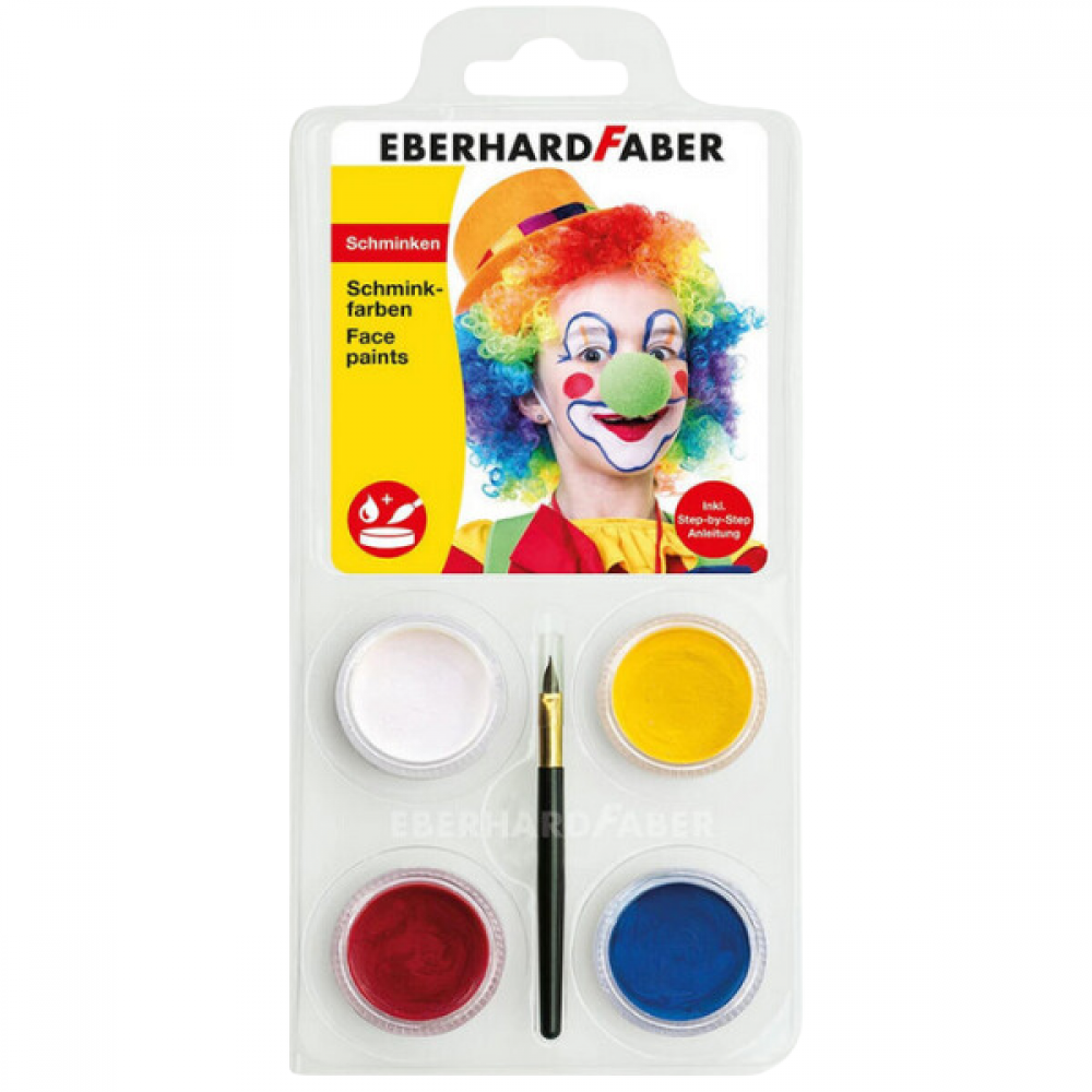 Andlitsmáling klovnur 4xlitir v/pensil