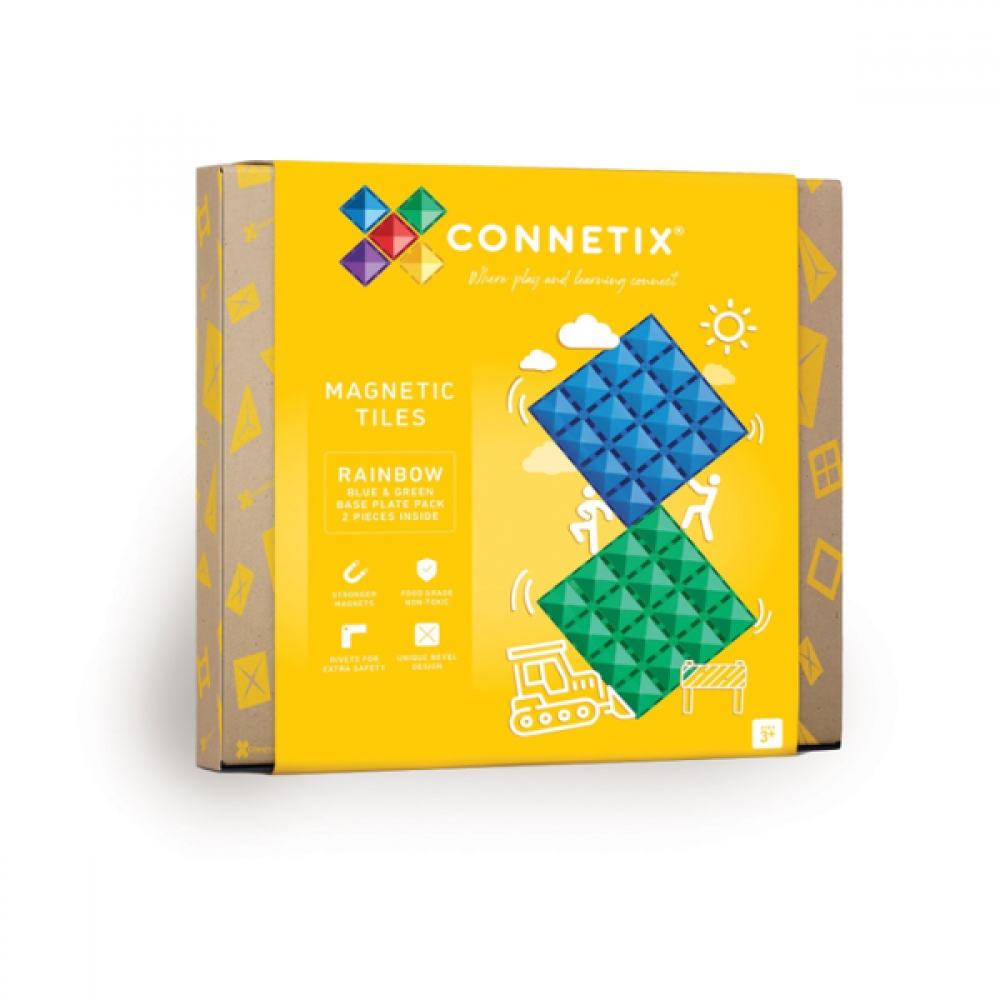Connetix Base plate 2 stk. Rainbow blue green