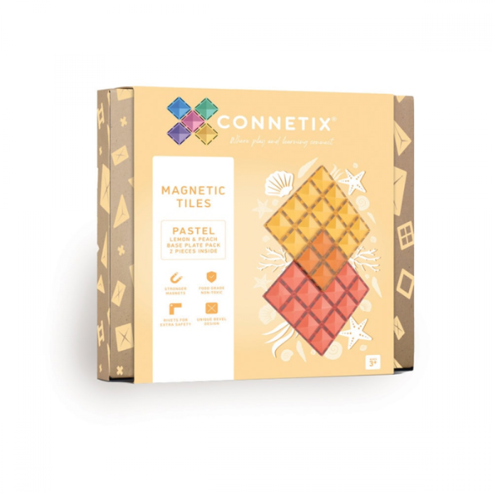 Connetix Base Plate 2 stk. Pastel Lemon Peach