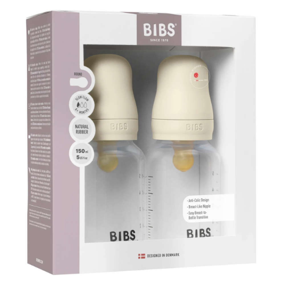 BIBS 2pk. plast fløskur natúr  - Slow flow