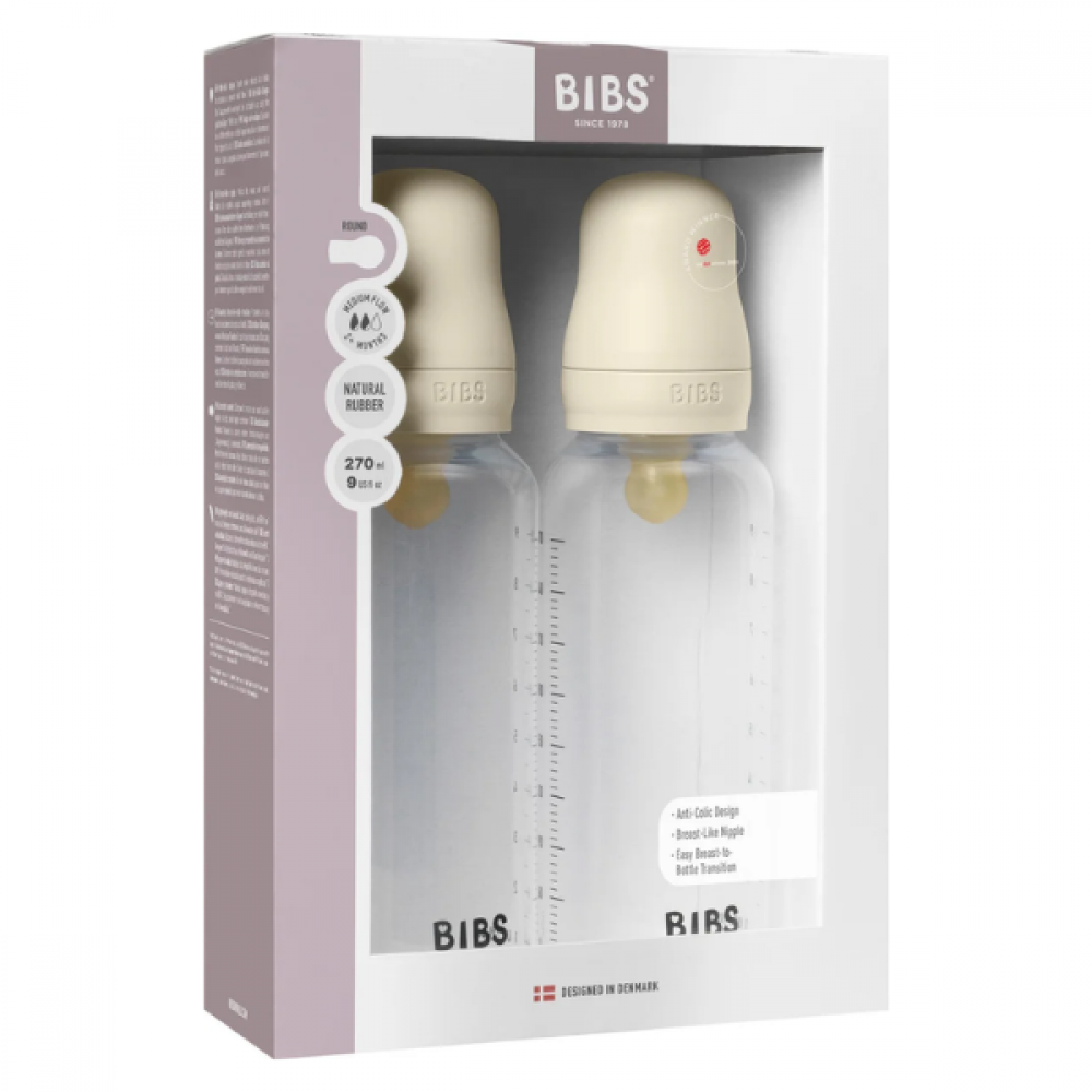 BIBS 2pk. plast fløskur natúr - Medium flow