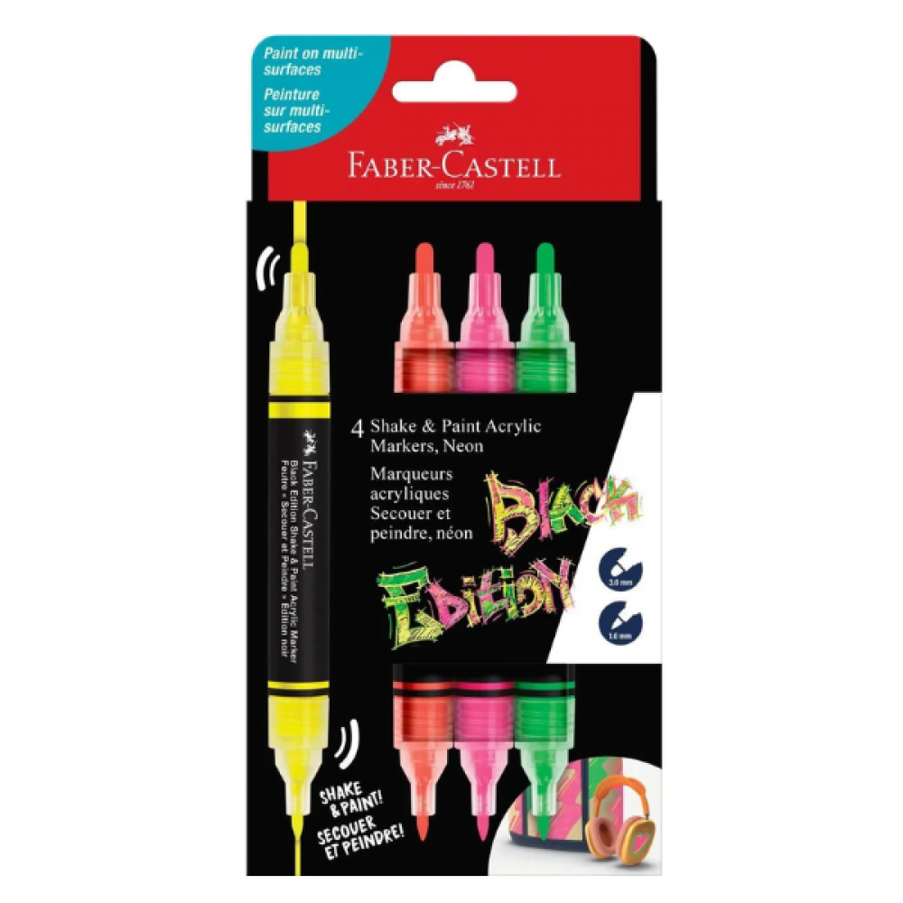 Faber Castell Shake and paint Neon 4 stk.