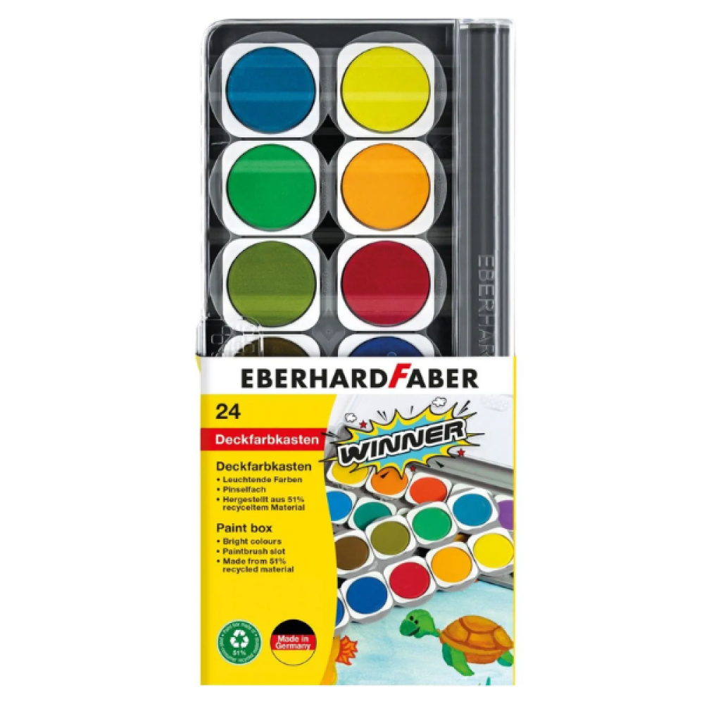 Faber Castell vatnmáling og palette 24 stk.