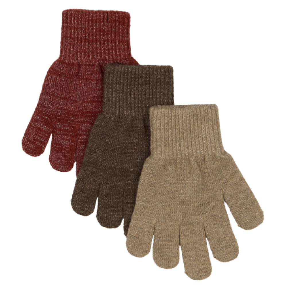 Mikkline Magic gloves 3pk w. lurex Apple
